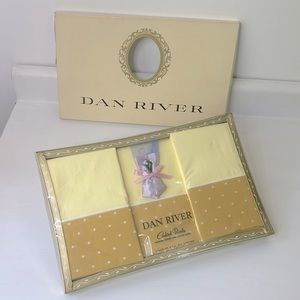 Dan River 💛 Vintage Combed Percales Yellow Cotton Sheet & Two Pillowcases Set